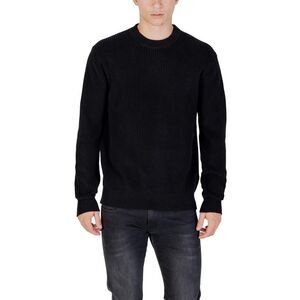Replay Ribbed Knit Pullover Sweater Men black Sweaters & Knitwear